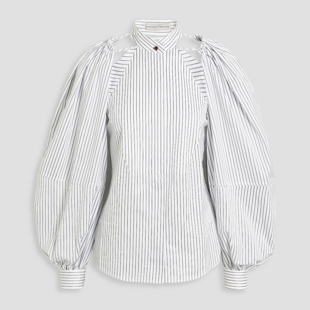 PALMER//HARDING
Cutout striped cotton-poplin blouse